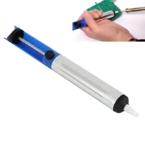 Aluminum metal desoldering pump suction tin gun soldering sucker pen with red tip and silver body