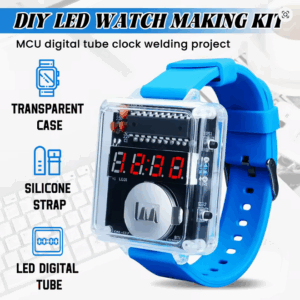DIY LED Digital Watch Kit – Soldering Project with Transparent Case & 3V Display for Electronics Hobbyists