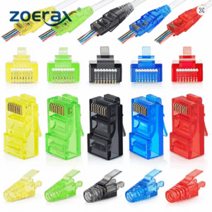 ZoeRax 50PCS Cat6 EZ Crimp RJ45 Connectors + 50 Strain Relief Boots – Modular Ethernet Plug Kit (Assorted Colors)