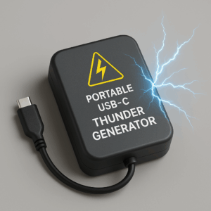 Portable USB-C Thunder Generator device placed on a neutral background