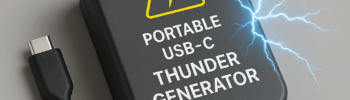 Portable USB-C Thunder Generator device placed on a neutral background
