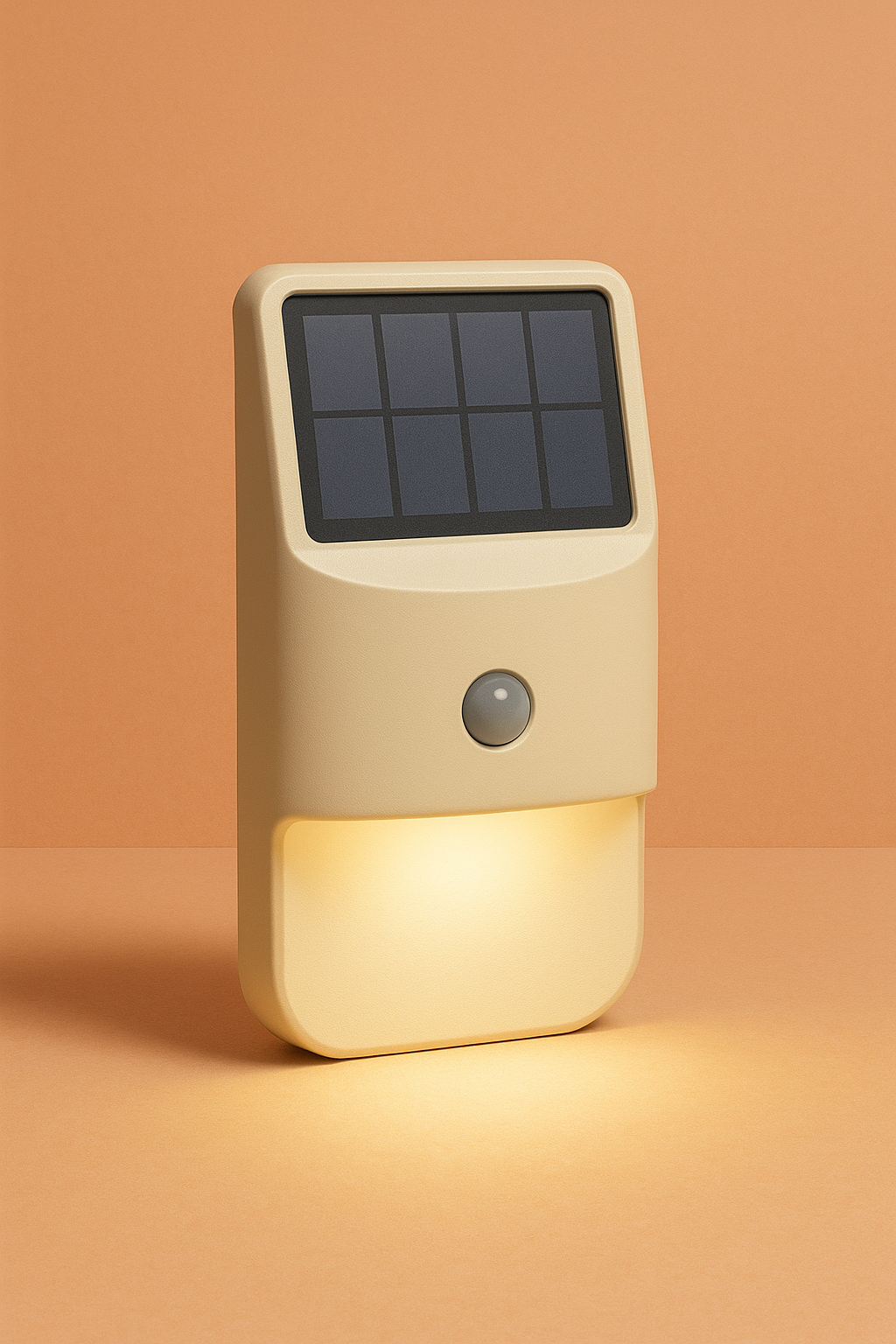 Solar-powered night light mounted inside a closet against a neutral background