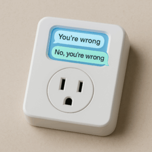 Photo of a modern smart electrical outlet with a sleek design against a plain neutral background.